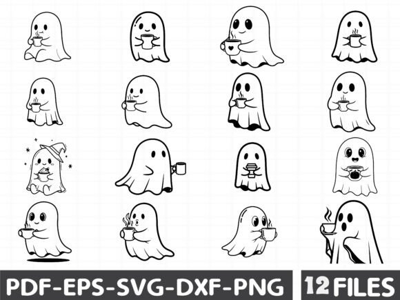 Black Illustration Art Cute Ghost Vector for Modern Graphics