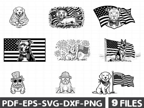 Dog American Flag SVG Bundle: Graphics & Illustrations for Branding