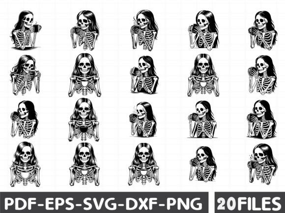 Female Skeleton Coffee SVG: Graphics & Illustrations for Modern Publishing