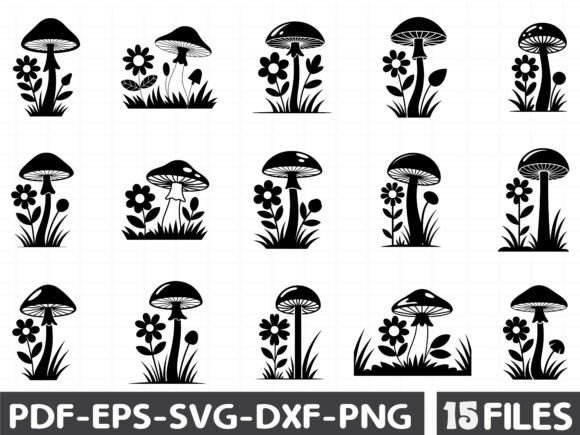 Flower and Mushroom Svg Bundle: Graphics & Illustrations for Makers