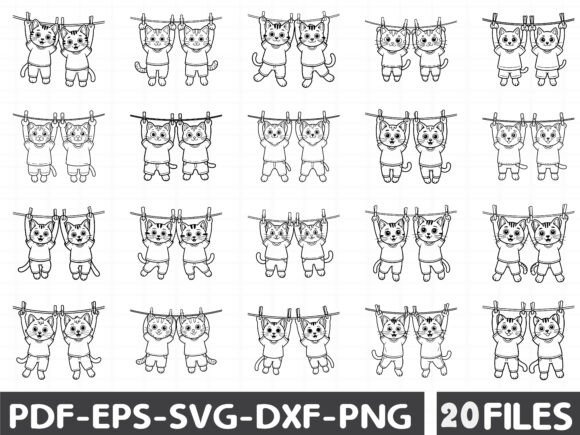 Hanging Cats SVG, Cute Funny Cat Laundry Graphics & Illustrations