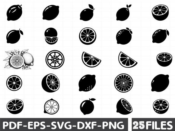 Lemon Silhouette Lime Black Clipart for Modern Graphics