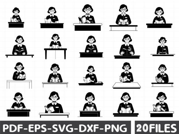 Librarian SVG Graphics for Editorial Illustrations