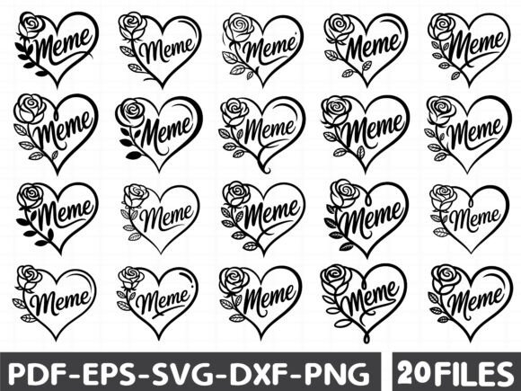 Meme Flower Heart Svg Graphics for Illustrations