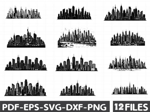 Modern City Skyscraper Silhouette Graphics & Illustrations Review