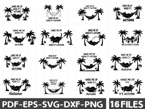 Summer Black Cat Napping in Hammock: Graphics & Illustrations Review