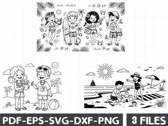 Summer Girl and Boy Clipart for Graphics and Illustrations