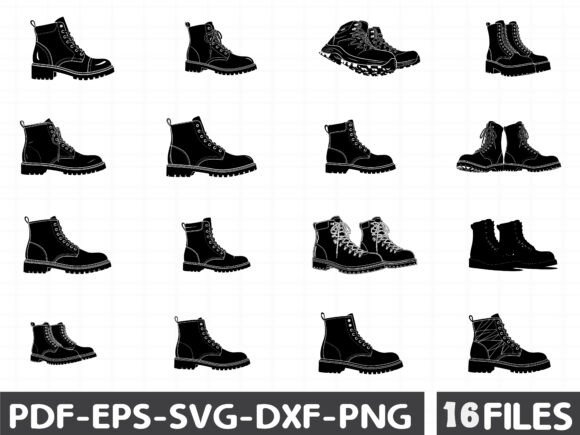 Vintage Combat Boots Clipart,Hiking Boot Graphics & Illustrations
